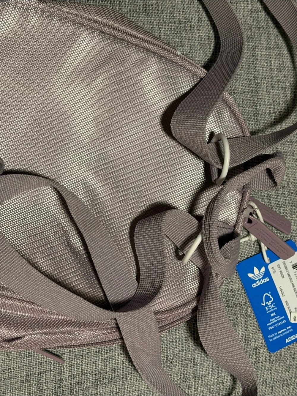 adidas Mini Backpack in Dusty Lavender with White Logo - Picture 4 of 4